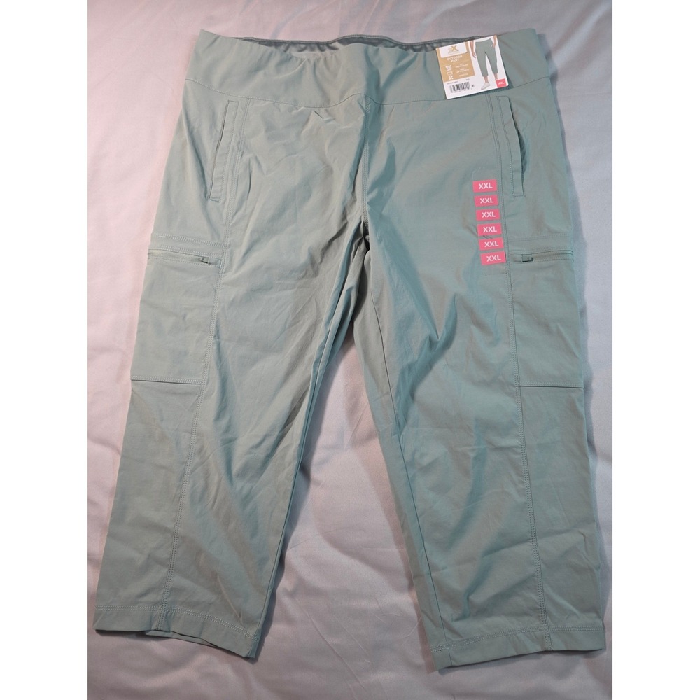 ZeroXposur Outdoor Capri Pants Women XXL Green Stretch Cargo Hiking Pockets NEW